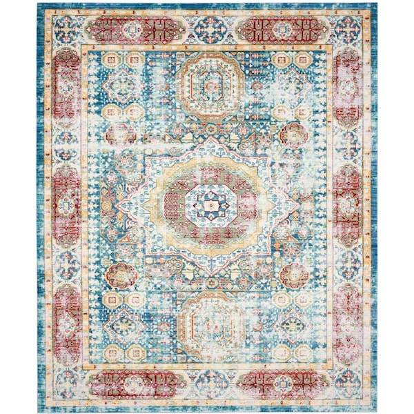 Safavieh 4 x 6 ft. Valencia Power Loomed Small Rectangular Area Rug, Blue and Multicolor VAL111M-4 - main